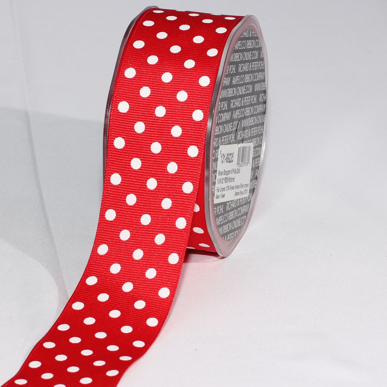 The Ribbon People Red and White Polka Dotted Grosgrain Craft Ribbon 1.5" x 88 Yards